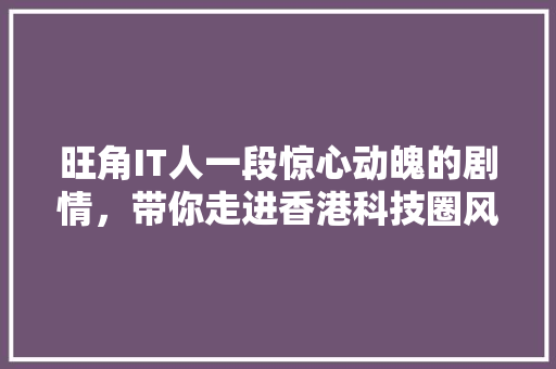 旺角IT人一段惊心动魄的剧情，带你走进香港科技圈风云