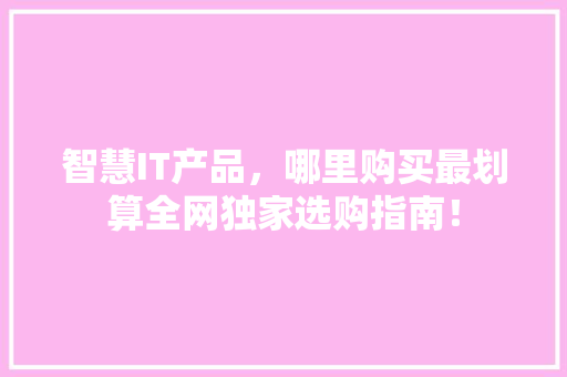 智慧IT产品，哪里购买最划算全网独家选购指南！