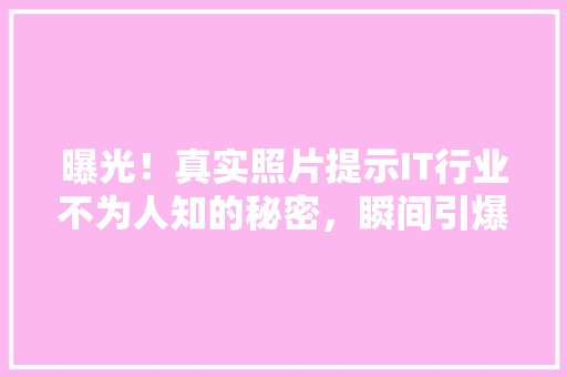 曝光！真实照片提示IT行业不为人知的秘密，瞬间引爆朋友圈！