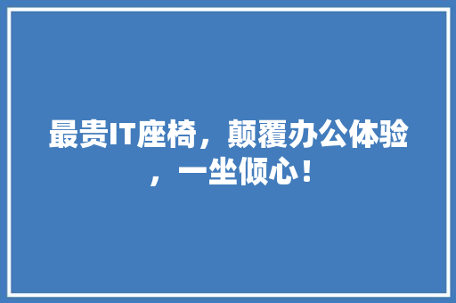 最贵IT座椅，颠覆办公体验，一坐倾心！