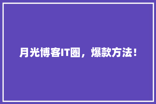 月光博客IT圈，爆款方法！