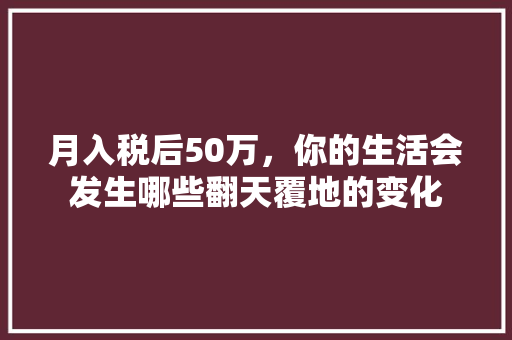 月入税后50万，你的生活会发生哪些翻天覆地的变化