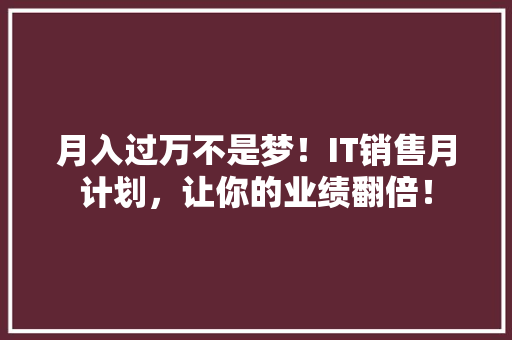 月入过万不是梦！IT销售月计划，让你的业绩翻倍！