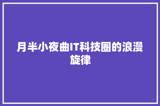 月半小夜曲IT科技圈的浪漫旋律