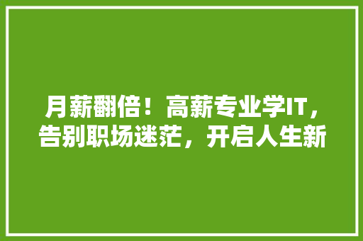 月薪翻倍！高薪专业学IT，告别职场迷茫，开启人生新篇章！