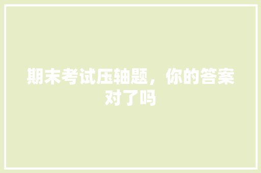 期末考试压轴题，你的答案对了吗