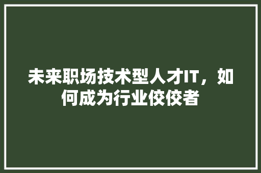 未来职场技术型人才IT，如何成为行业佼佼者