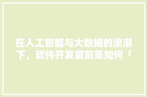 在人工智能与大数据的浪潮下，软件开发展前景如何「为什么软件开发需要过程」