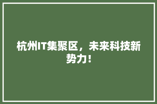 杭州IT集聚区，未来科技新势力！ 百度SEO