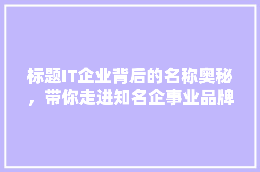 标题IT企业背后的名称奥秘，带你走进知名企事业品牌故事！ 必应SEO