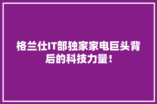 格兰仕IT部独家家电巨头背后的科技力量！