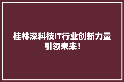 桂林深科技IT行业创新力量引领未来！ 神马SEO