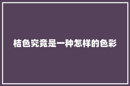 桔色究竟是一种怎样的色彩