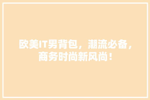 欧美IT男背包，潮流必备，商务时尚新风尚！