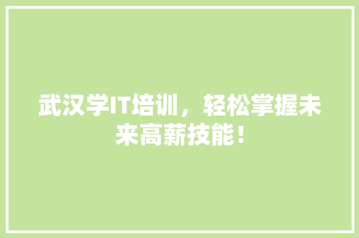 武汉学IT培训，轻松掌握未来高薪技能！ 百度SEO