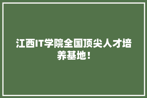 江西IT学院全国顶尖人才培养基地！