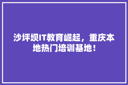 沙坪坝IT教育崛起，重庆本地热门培训基地！