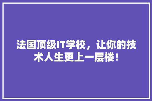 法国顶级IT学校，让你的技术人生更上一层楼！