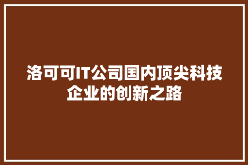 洛可可IT公司国内顶尖科技企业的创新之路