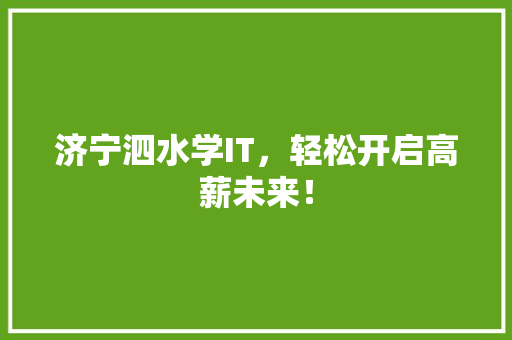 济宁泗水学IT，轻松开启高薪未来！