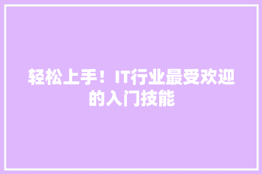 轻松上手！IT行业最受欢迎的入门技能 百度SEO