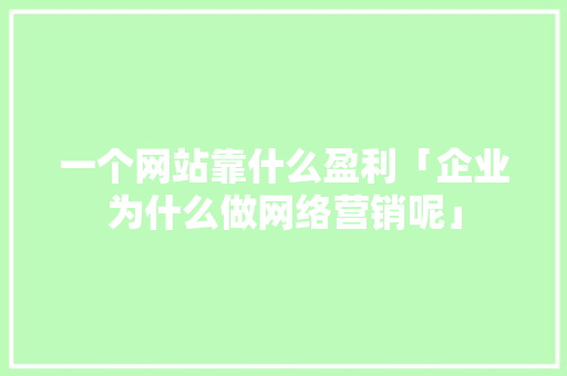 一个网站靠什么盈利「企业为什么做网络营销呢」