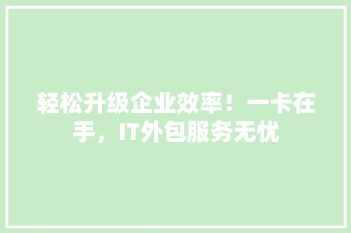 轻松升级企业效率！一卡在手，IT外包服务无忧 百度SEO
