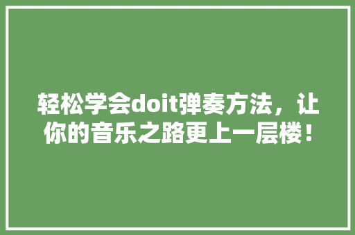 轻松学会doit弹奏方法，让你的音乐之路更上一层楼！ 必应SEO