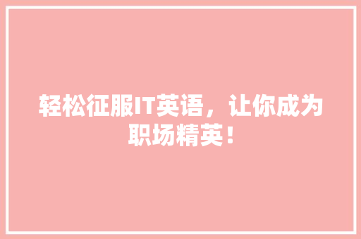 轻松征服IT英语，让你成为职场精英！