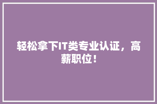 轻松拿下IT类专业认证，高薪职位！ 百度SEO