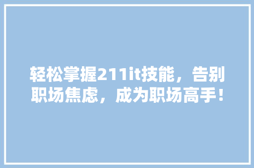 轻松掌握211it技能，告别职场焦虑，成为职场高手！