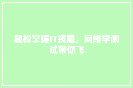 轻松掌握IT技能，网络学测试带你飞 必应SEO