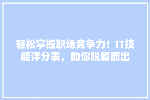 轻松掌握职场竞争力！IT技能评分表，助你脱颖而出
