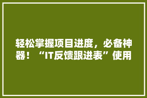 轻松掌握项目进度，必备神器！“IT反馈跟进表”使用攻略