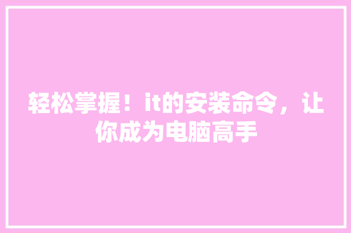 轻松掌握！it的安装命令，让你成为电脑高手