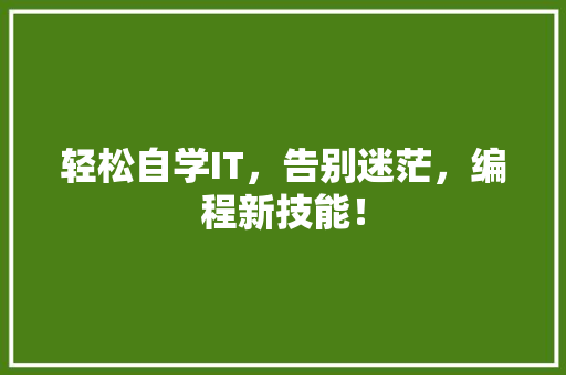轻松自学IT，告别迷茫，编程新技能！