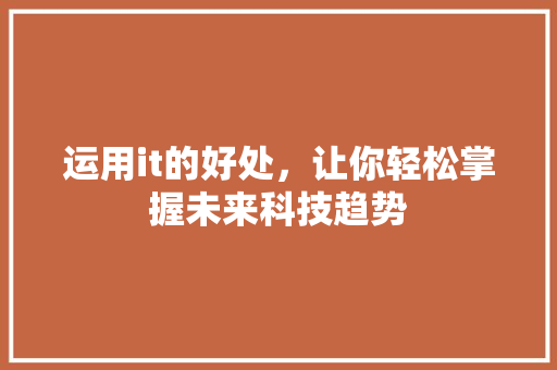 运用it的好处，让你轻松掌握未来科技趋势 百度SEO