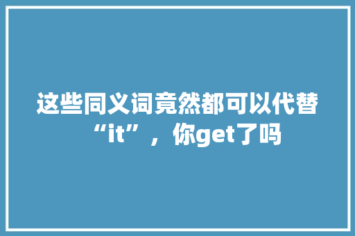 这些同义词竟然都可以代替“it”，你get了吗