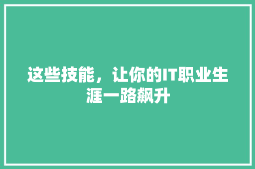 这些技能，让你的IT职业生涯一路飙升
