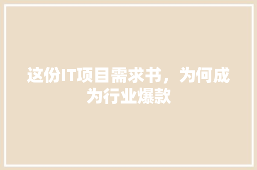 这份IT项目需求书，为何成为行业爆款
