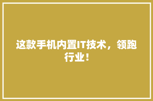 这款手机内置IT技术，领跑行业！