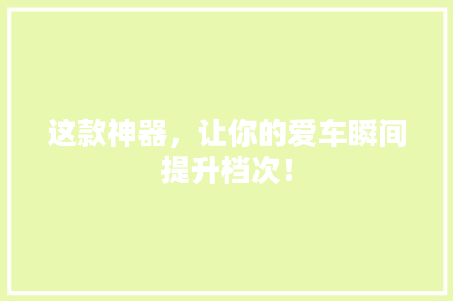 这款神器，让你的爱车瞬间提升档次！