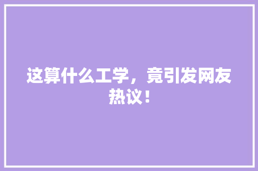 这算什么工学，竟引发网友热议！