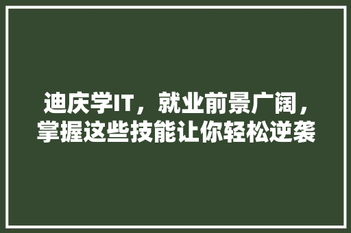 迪庆学IT，就业前景广阔，掌握这些技能让你轻松逆袭！