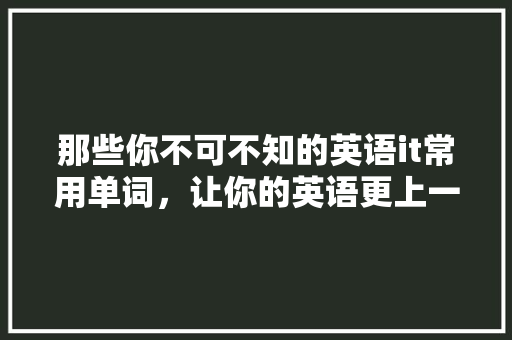 那些你不可不知的英语it常用单词，让你的英语更上一层楼！