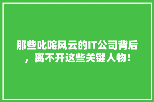 那些叱咤风云的IT公司背后，离不开这些关键人物！