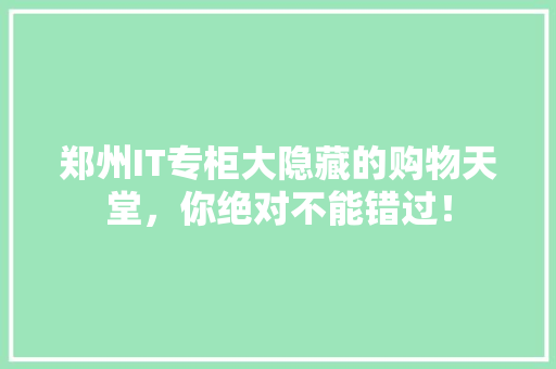 郑州IT专柜大隐藏的购物天堂，你绝对不能错过！ 百度SEO