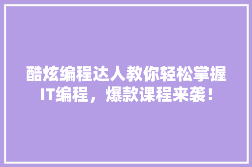 酷炫编程达人教你轻松掌握IT编程，爆款课程来袭！
