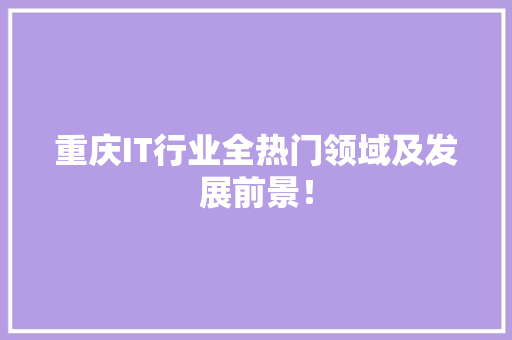 重庆IT行业全热门领域及发展前景！