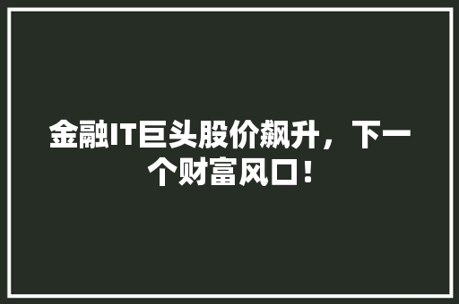 金融IT巨头股价飙升，下一个财富风口！